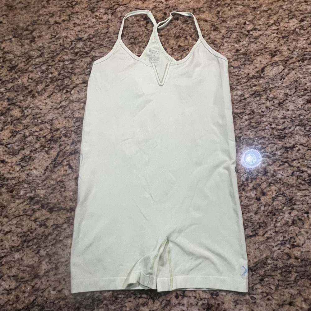 Savage X Fenty Women 1X Lime Green V-Neck Romper Bodysuit Adjustable Strap Short